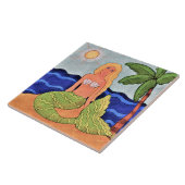 Abstracte digitale verf in Mermaid en Palm Tree Tegeltje (Zijkant)