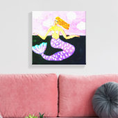 Abstracte digitale zeemeermin schilderij afdrukken (Insitu (Woonkamer))