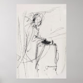 Abstracte DJ Portrait Sketch - Premium Poster (Voorkant)