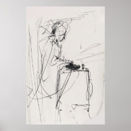 Abstracte DJ Portrait  Sketch - Premium Poster