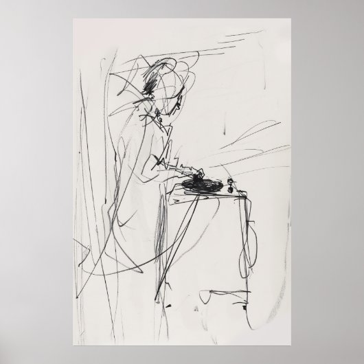 Abstracte DJ Portrait  Sketch - Premium Poster (Voorkant)