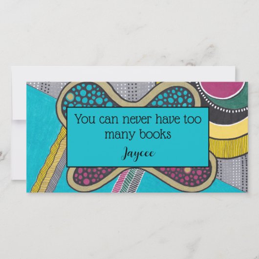 Abstracte doedelen, heldere kleuren, boekmerk bedankkaart (Voorkant)