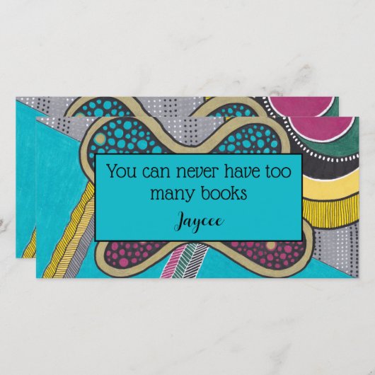 Abstracte doedelen, heldere kleuren, boekmerk bedankkaart (Voorkant / Achterkant)