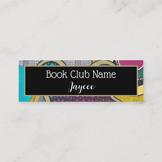 Abstracte doedelkunst, stromende vormen, boekmerk contactkaartje (Achterkant)