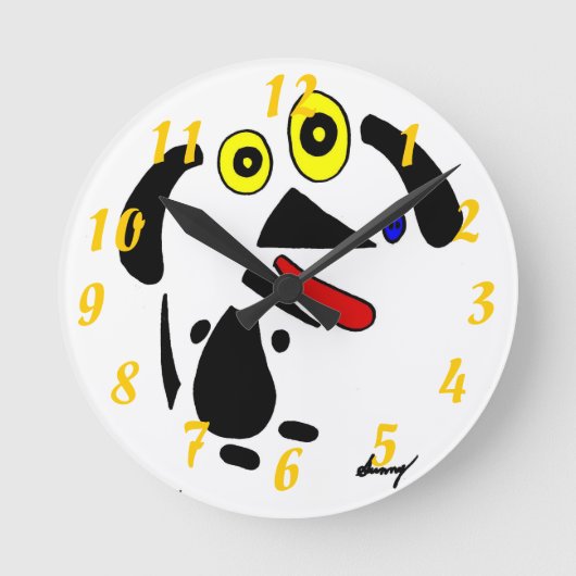 Abstracte Dog Clock Ronde Klok (Voorkant)