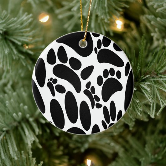 Abstracte Dog Pawprint Keramisch Ornament (Boom)