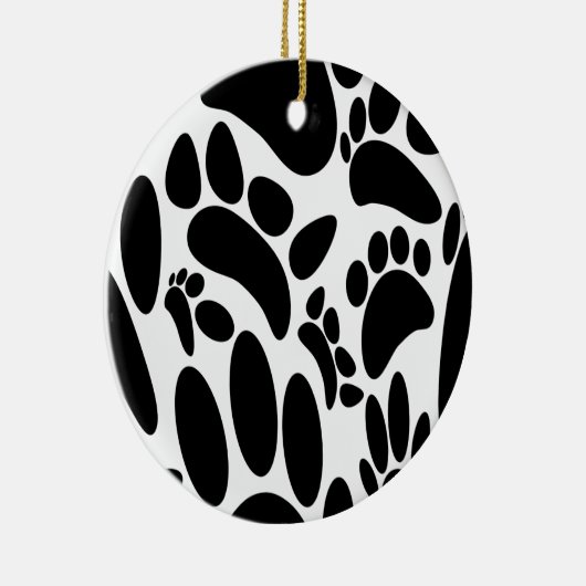 Abstracte Dog Pawprint Keramisch Ornament (Rechts)