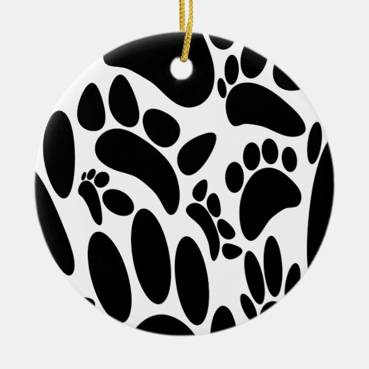 Abstracte Dog Pawprint Keramisch Ornament (Voorkant)