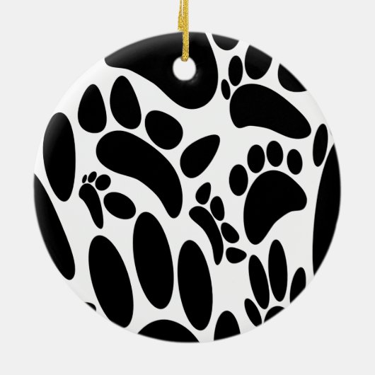 Abstracte Dog Pawprint Keramisch Ornament (Achterkant)