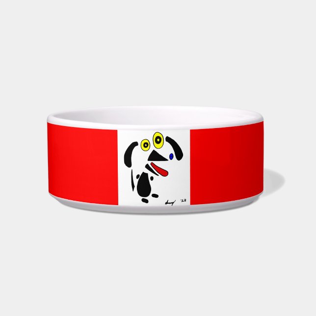 Abstracte Dog Pet Bowl - Rood Voerbakje (Voorkant)