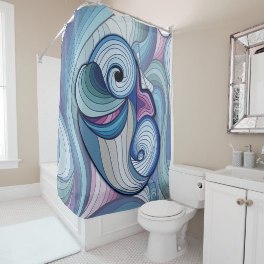 Abstracte dolfijn douchegordijn (In situ)