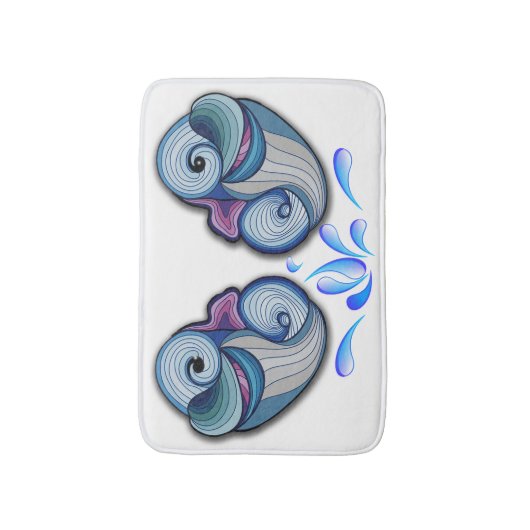 Abstracte dolfijnen badmat (Voorkant Verticaal)