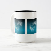 Abstracte Dolfijnen bij het spelen Tweekleurige Koffiemok (Voorkant links)