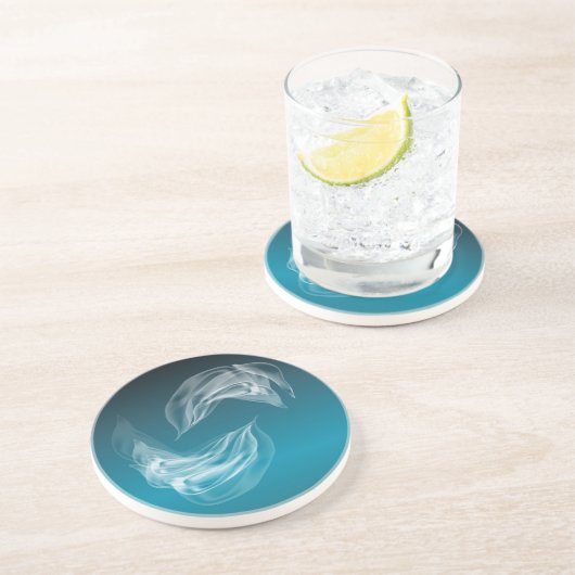 Abstracte Dolfijnen bij het spelen Zandsteen Onderzetter (Zijkant)