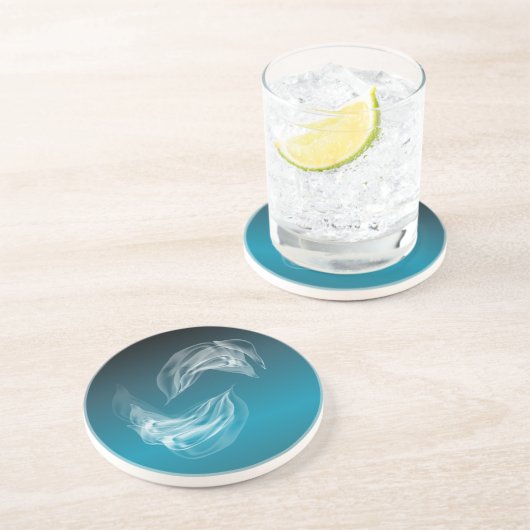 Abstracte Dolfijnen bij het spelen Zandsteen Onderzetter (Zijkant)