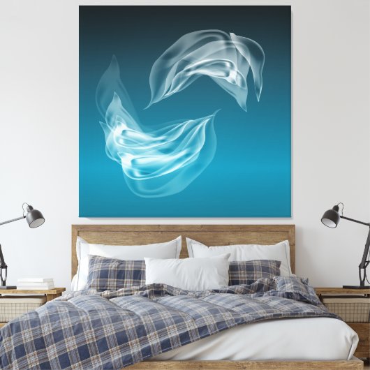 Abstracte dolfijnen bij Play Wrapped Canvas (Insitu (Slaapkamer))