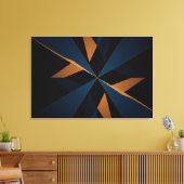 Abstracte donkerblauwe bruine geometrische stervor canvas afdruk (Insitu (Woonkamer))