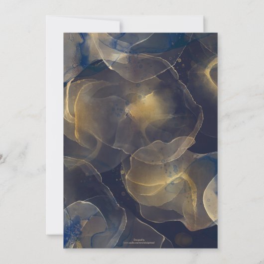 Abstracte donkerblauwe gouden kunstschilderijen kaart (Achterkant)