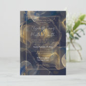 Abstracte donkerblauwe gouden kunstschilderijen kaart (Staand voorkant)