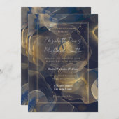 Abstracte donkerblauwe gouden kunstschilderijen kaart (Voorkant / Achterkant)