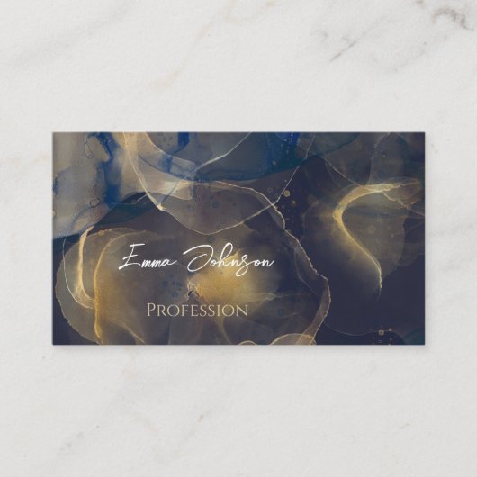 Abstracte donkerblauwe gouden kunstschilderijen visitekaartje (Voorkant)