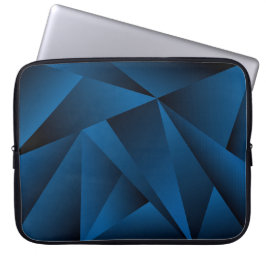 Abstracte, donkerblauwe, veelhoekige vormgeving laptop sleeve