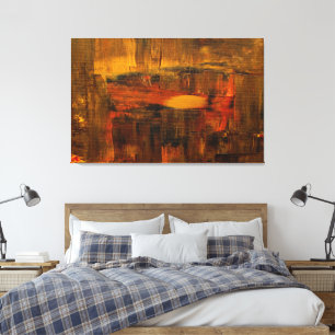 Abstracte donkere browse Golds & Reds Painting Canvas Afdruk