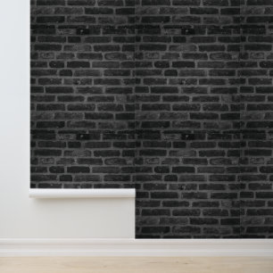 Abstracte donkere houtskoolgrijze bakstenen muur behang