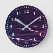 Abstracte Donkere Paarse lijnen met witte cijfers Grote Klok (Voorkant)