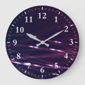 Abstracte Donkere Paarse lijnen met witte cijfers Grote Klok (Voorkant)
