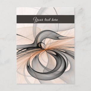 Abstracte donkergrijze Sienna Modern Fractal Art T Briefkaart
