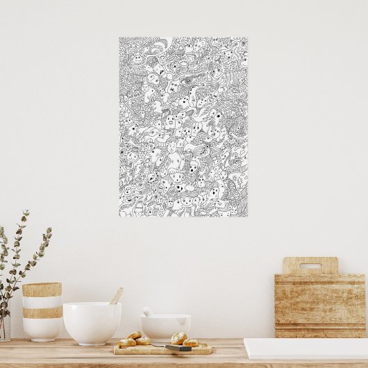 Abstracte doodle Art Poster (Keuken)