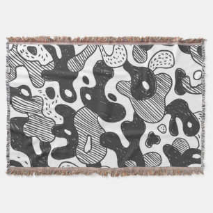 Abstracte Doodle Camouflage zwarte stijl Deken