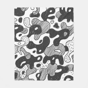 Abstracte Doodle Camouflage zwarte stijl Fleece Deken