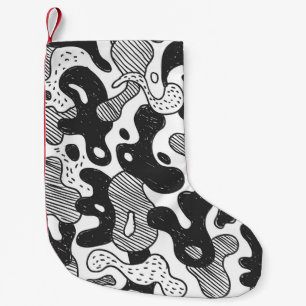Abstracte Doodle Camouflage zwarte stijl Kleine Kerstsok