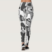Abstracte Doodle Camouflage zwarte stijl Leggings (Achterkant)