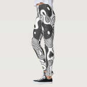 Abstracte Doodle Camouflage zwarte stijl Leggings (Links)