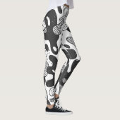 Abstracte Doodle Camouflage zwarte stijl Leggings (Rechts)