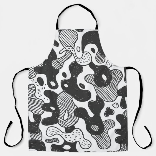 Abstracte Doodle Camouflage zwarte stijl Schort (Voorkant)