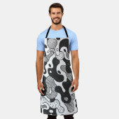 Abstracte Doodle Camouflage zwarte stijl Schort (Gedragen)