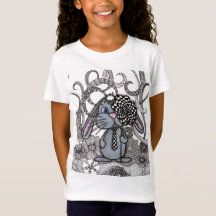 Abstracte Doodle Konijn Karakter Grafische T-Shirt