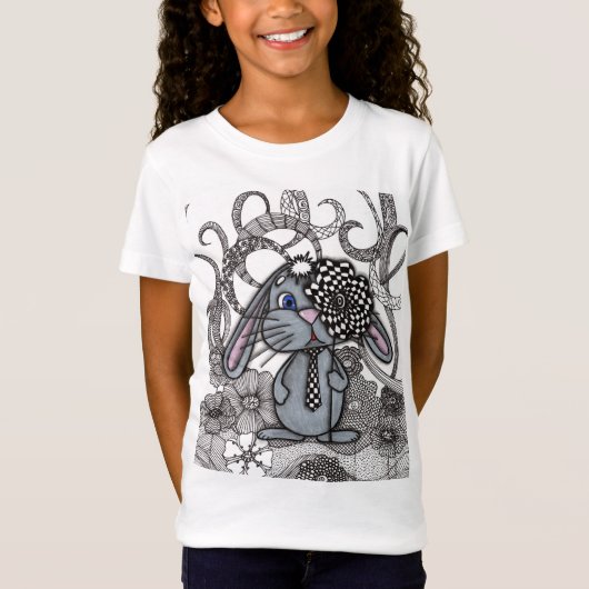 Abstracte Doodle Konijn Karakter Grafische T-Shirt (Voorkant)