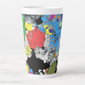 Abstracte Doodle Kunst Blauw Wit Zwart Latte Mok (Voorkant)