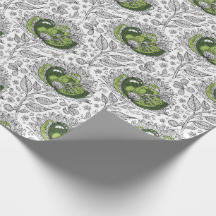 Abstracte Doodle Kunststijl Bloemen Schakeringen v Cadeaupapier