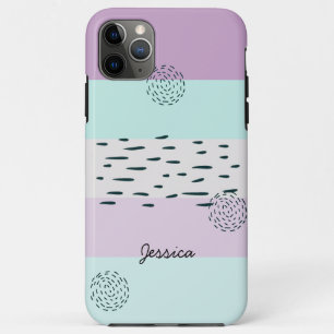 Abstracte Doodle Lila Mintgrijs Streep Aangepast Case-Mate iPhone Case