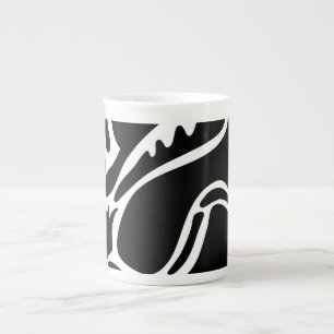 Abstracte Doodles Zwart en wit 4 van 8 Porselein Kop