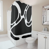 Abstracte Doodles Zwart-wit Douchegordijn (In situ)