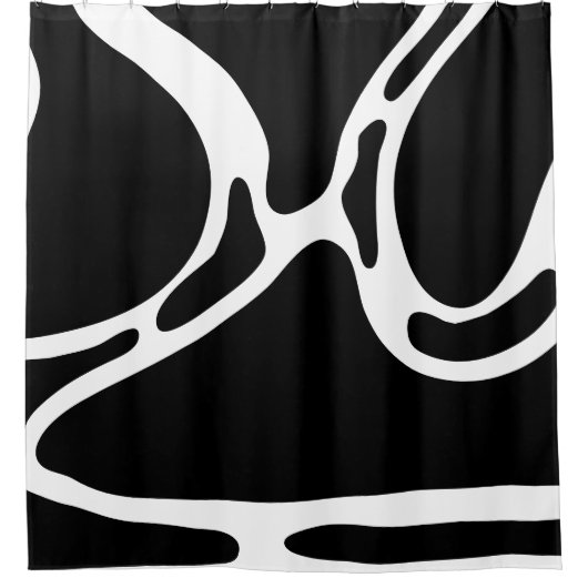 Abstracte Doodles Zwart-wit Douchegordijn (Voorkant)