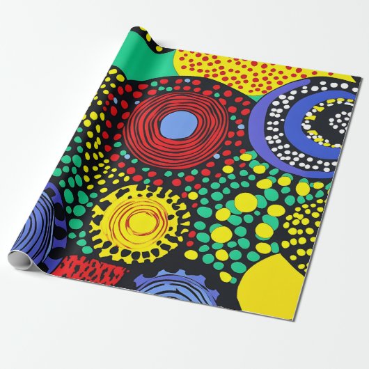 Abstracte dot art 3 cadeaupapier (Uitgerold)
