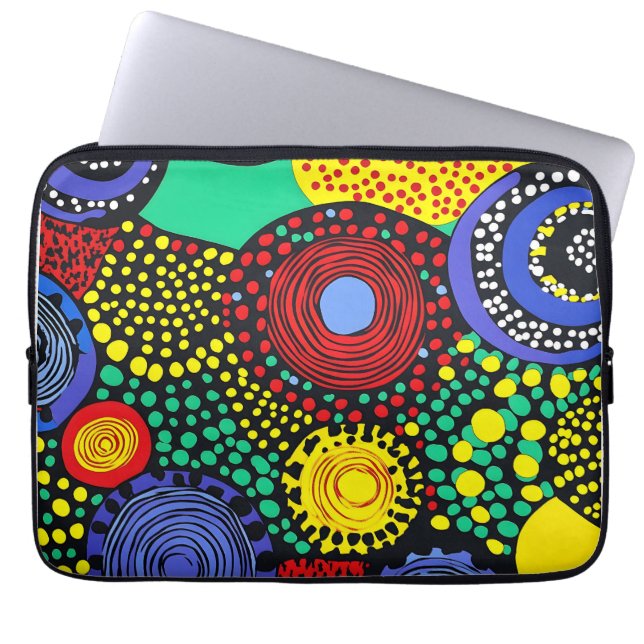 Abstracte dot art 3 laptop sleeve (Voorkant)